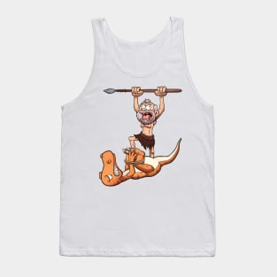 Caveman Captured Dinosaur Tank Top